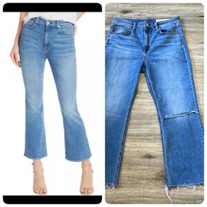 Rag & Bone Womens Nina Blue High Waist Cropped Denim Flare Jeans Size 31